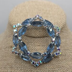 Vintage Blue and Silver Gem Brooch